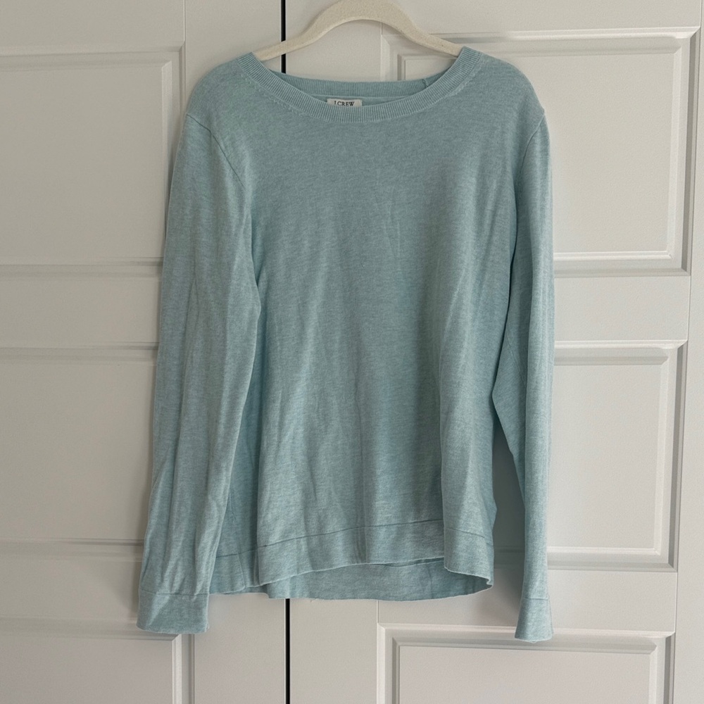 J Crew Blue Long Sleeve Teddie Sweater